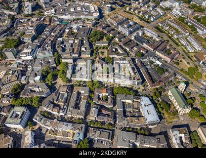 Luftaufnahme, City Business Center am Limbecker Platz, Rottstraße, Pferdemarkt, katholische Kirche St. Gertrud, evang. Kreuzeskirche, Innenstadt, Essen, Stockfoto