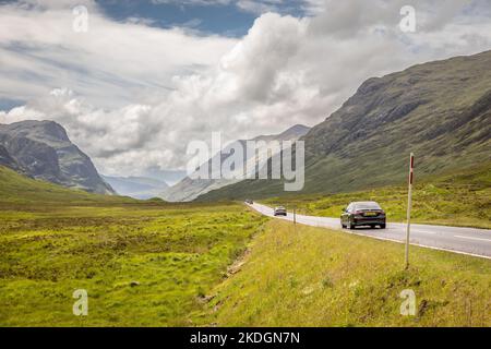 A82 Straße durch Glencoe, Schottland, Großbritannien Stockfoto
