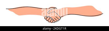 Handshake, Zustimmung, Einführungsbanner handgezeichnet mit einer Zeile. Vektordarstellung auf weißem Hintergrund isoliert Stock Vektor