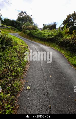 Die steilste Straße der Welt, in,Zentrum,von,Harlech,Gwynedd,County,Gwynedd County,Wales,Walisisch,anerkannt,von,Guinness Buch der Rekorde, Stockfoto