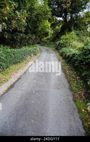 Die steilste Straße der Welt, in,Zentrum,von,Harlech,Gwynedd,County,Gwynedd County,Wales,Walisisch,anerkannt,von,Guinness Buch der Rekorde, Stockfoto