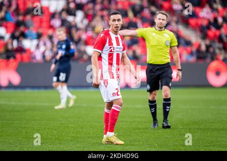 Aalborg, Dänemark. 06.. November 2022. Younes Bakiz (23) von AAB, gesehen während des Superliga-Spiels 3F zwischen Aalborg Boldklub und Silkeborg IF im Aalborg Portland Park in Aalborg. (Foto: Gonzales Photo/Alamy Live News Stockfoto