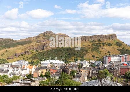 Edinburgh Schottland, Blick vom Calton Hill in Richtung ArthurSeat und Holyrood, Schottland, Großbritannien Stockfoto