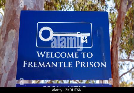 Blick auf das Gefängnis von Fremantle in der Nähe von Perth in Western Australia entfernt, jetzt ein Memorial Museum und UNESCO-Welterbe Stockfoto