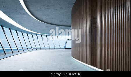 Futuristisches, stromlinides Raumdesign. 3D Rendern Stockfoto