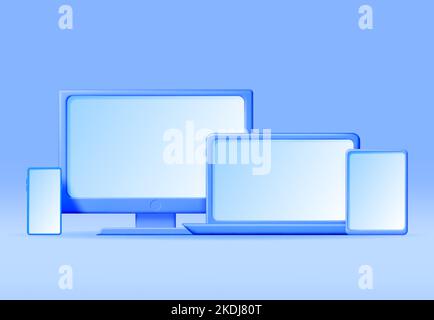 3D moderner Gerätesatz isoliert Stock Vektor