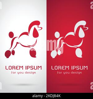 Vektor-Bild von Pudel Hund Design auf weißem Hintergrund und rotem Hintergrund, Logo, Symbol. Leicht editierbare Vektorgrafik mit Ebenen. Tiere. Stock Vektor