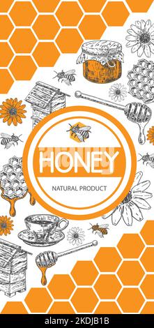Honig Flyer Vektor vintage vertikale Label-Design Stock Vektor