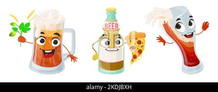 Happy cute Bier Charakter isoliert Vektor-Set Stock Vektor