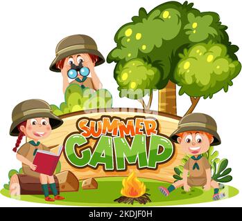 Gruppe von Kindern Camping aus Illustration Stock Vektor