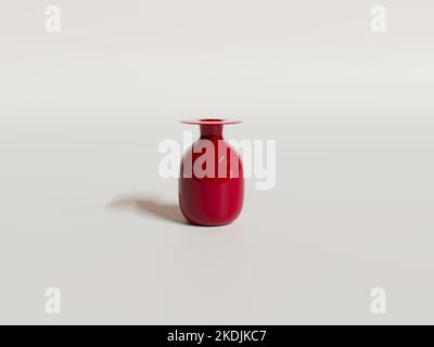 3D Rendering - rote Keramik Blumenvase isoliert auf weißem Hintergrund. Stockfoto