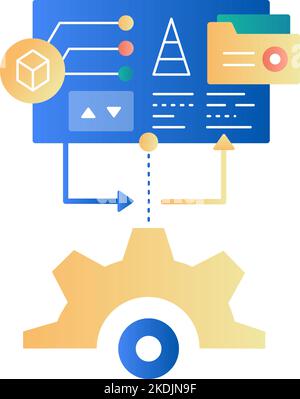 Automated Solution Icon Flat Vector ai-Technologie Stock Vektor