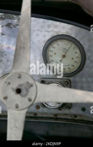 Vintage-Typ-35-Details von Motor, Cockpit und Rädern Stockfoto