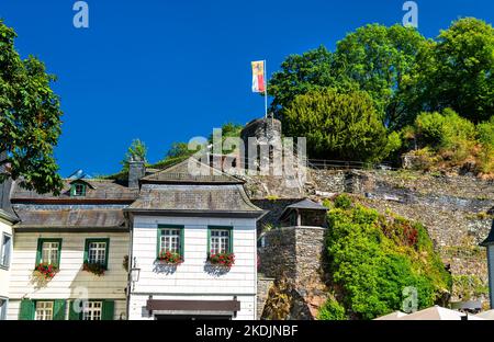 Traditionelle Architektur von Monschau in Nordrhein-Westfalen, Deutschland Stockfoto