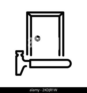 Symbol für schwarze Linie der Installationstür. Piktogramm für Webseite Stock Vektor