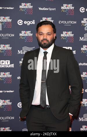 Azeem Rafiq nimmt bei der Battersea Evolution in London, Großbritannien, an den Sport Industry Awards Teil. Stockfoto