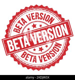 BETA-VERSION Text auf rotem runden Stempel Zeichen geschrieben Stockfoto