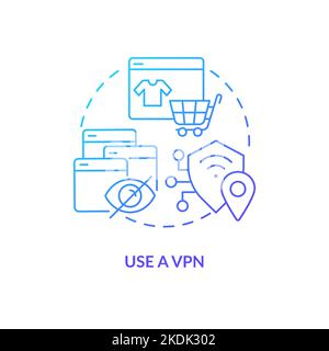 Verwenden Sie das VPN-Symbol mit blauem Verlauf Stock Vektor