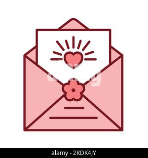 Umschlag mit Farbsymbol für Buchstabenzeile. Hochzeitseinladung. Stock Vektor