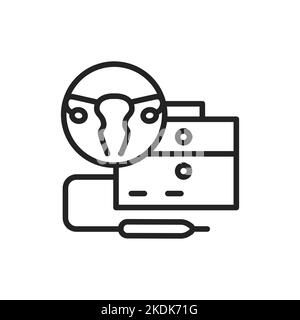 Laser treatment cervical pathology color line icon. Outline pictogram for web page. Stock Vector