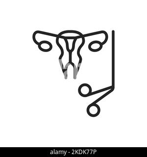 Cervical biopsy color line icon. Outline pictogram for web page. Stock Vector