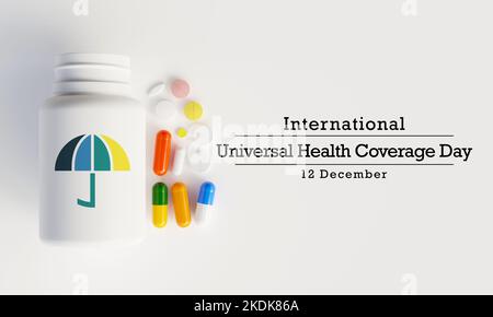 Der Universal Health Coverage Day (UHC) wird jedes Jahr am 12. Dezember beobachtet. Stockfoto