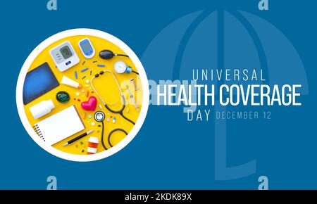 Der Universal Health Coverage Day (UHC) wird jedes Jahr am 12. Dezember beobachtet. Stockfoto