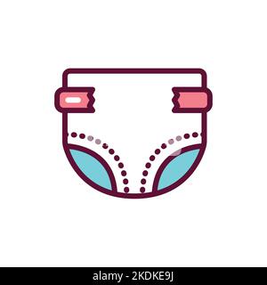 Baby Windel Farbe Linie Symbol. Isoliertes Vektorelement. Stock Vektor
