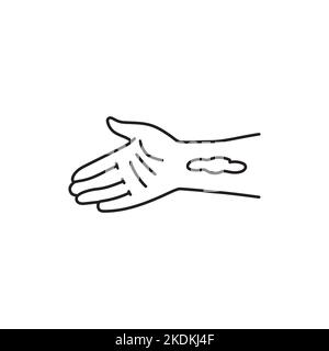 Symbol für arterielle Blutung aus der Hand. Verletzungskonzept. Stock Vektor