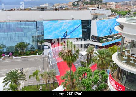 Überblick über den Palais des Festivals in Cannes, während der Filmfestspiele 75.. 23.Mai 2022 Stockfoto