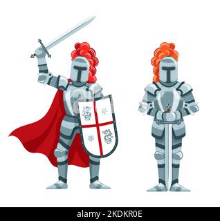 Ritter in Rüstung mit Schwert und Schild Stock Vektor