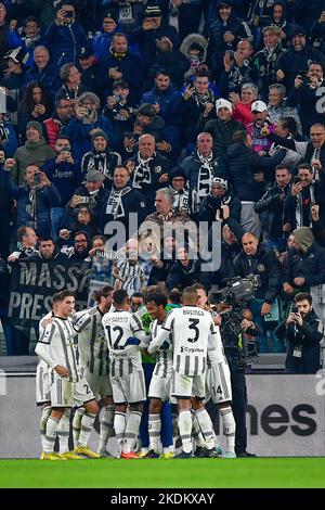 Turin, Italien. 06., November 2022. Adrien Rabiot (25) von Juventus erzielt im Allianz Stadium in Turin im Serie-A-Spiel zwischen Juventus und Inter 1-0 Punkte. (Bildnachweis: Gonzales Photo - Tommaso Fimiano). Stockfoto