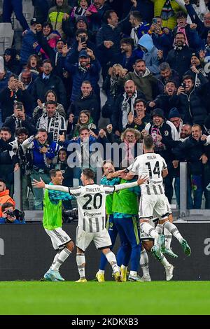 Turin, Italien. 06., November 2022. Adrien Rabiot (25) von Juventus erzielt im Allianz Stadium in Turin im Serie-A-Spiel zwischen Juventus und Inter 1-0 Punkte. (Bildnachweis: Gonzales Photo - Tommaso Fimiano). Stockfoto