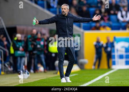 Sinsheim, Deutschland. 05.. November 2022. Fußball: Bundesliga, TSG 1899 Hoffenheim - RB Leipzig, Matchday 13, PreZero Arena. Leipzig-Coach Marco Rose Gesten. Kredit: Tom Weller/dpa - WICHTIGER HINWEIS: Gemäß den Anforderungen der DFL Deutsche Fußball Liga und des DFB Deutscher Fußball-Bund ist es untersagt, im Stadion und/oder vom Spiel aufgenommene Fotos in Form von Sequenzbildern und/oder videoähnlichen Fotoserien zu verwenden oder zu verwenden./dpa/Alamy Live News Stockfoto