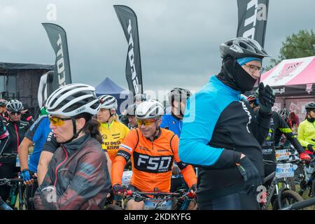 MTB-Rennen in Mokrzec, Gmina Międzychód, im Bezirk Międzychód, Woiwodschaft Großpolen, West-Zentral-Polen Stockfoto
