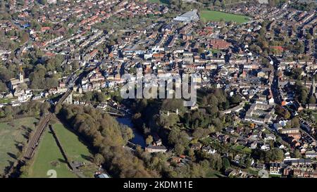 Luftaufnahme von Knaresborough aus dem Westen, North Yorkshire Stockfoto