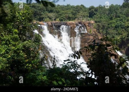 Der Wasserfall Tirathgarh befindet sich im Kanger Valley National Park. Eine weiße Kaskade, dies ist eine der wichtigsten Attraktionen von Jagdalpur Stockfoto