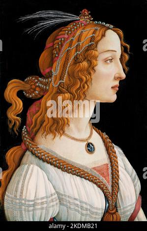 Idealisiertes Frauenporträt (Porträt von Simonetta Vespucci als Nymphe) von Sandro Botticelli (Alessandro di Mariano di Vanni Filipepi, ca. 1445-1510), 1480 Stockfoto