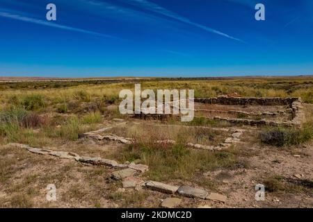 Archäologische Stätte von Puerco Pueblo im Petrified Forest National Park, Arizona, USA Stockfoto