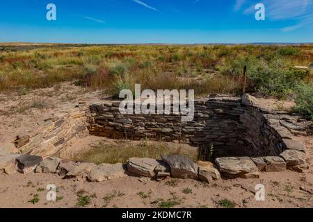 Archäologische Stätte von Puerco Pueblo im Petrified Forest National Park, Arizona, USA Stockfoto