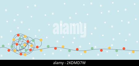 Schöne festliche Weihnachten Hintergrund mit einem Haufen von bunten Girlanden Stock Vektor