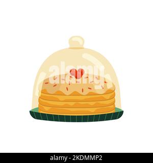 Kuchen in Glas Kuppel Abdeckung einfache flache Vektor-Symbol Stock Vektor