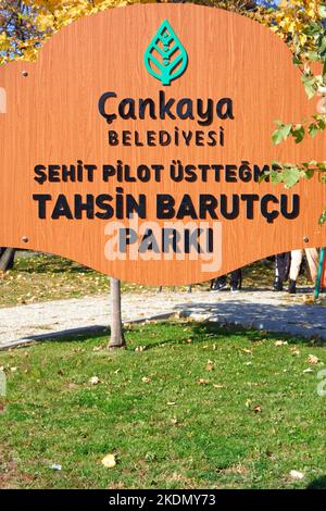 Park in Ankara dem Leutnant Tahsin Barutcu gewidmet. Armeepilot starb in Afghanistan Stockfoto