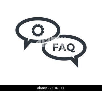 FAQ Hilfe, Häufig gestellte Fragen Konzept Logo Design. Antworten und Fragen. Vektorgrafik für Webbanner, Geschäftspräsentation. Stock Vektor