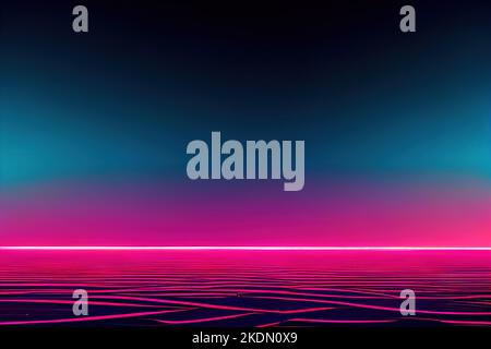 Trendy Retro 80s, 90s Hintergrund. Abstrakter Neon-Sci-Fi-Hintergrund Stockfoto