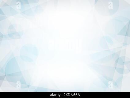 Abstrakter hellblauer und grauer Hintergrund, strukturiert durch chaotische Kreise und Dreiecke. Geometrisches Vektormuster Stock Vektor