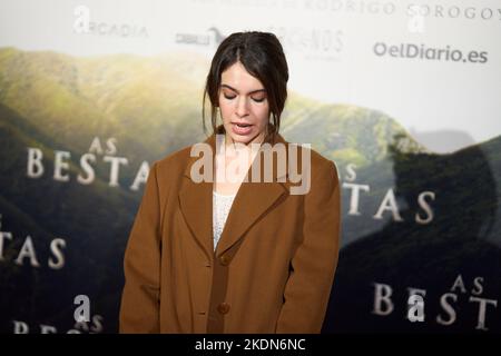 Madrid. Spanien. 20221107, Claudia Traisac nimmt am 7. November 2022 in Madrid, Spanien, an der Premiere von „As Bestas“ im Verdi Cinema Teil Stockfoto