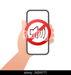 Telefon ohne Ton. Telefonanruf. Handy-Vektor-Symbol. Gerätesymbol. Vektorgrafik. Stock Vektor