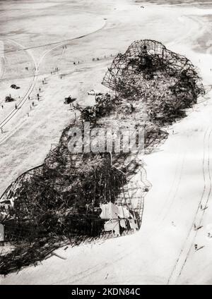 Der Zeppelin LZ 129 Hindenburg Wrack 1937 Stockfoto