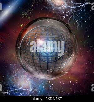 Spirale der Zeit in Kristall Kugel eingeschlossen. 3D-Rendering Stockfoto